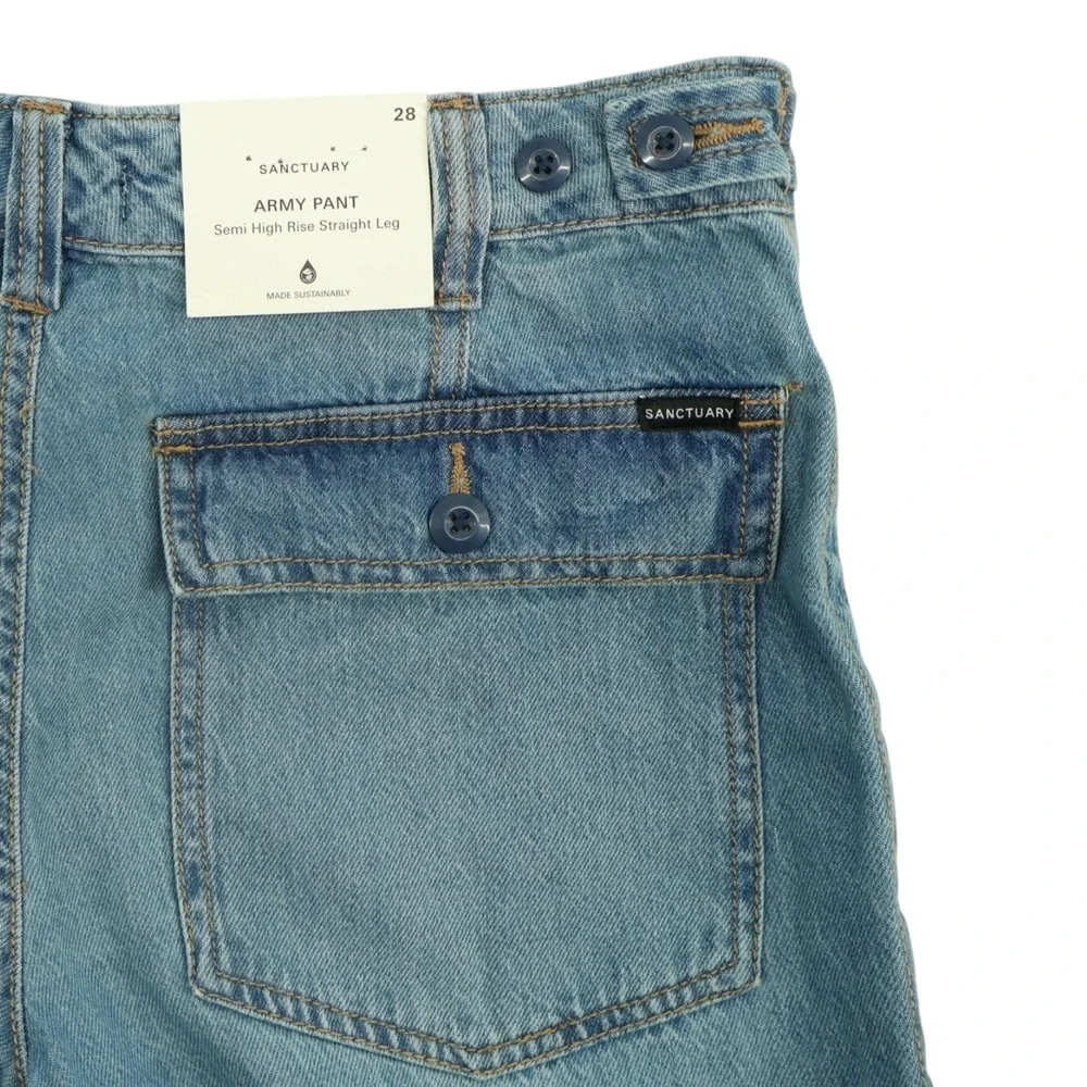 Sanctuary Army Pant‎ Jeans 31 Semi High Rise Straight Leg Utility Denim NWT